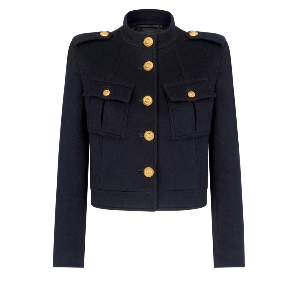 Tom Ford Midnight Blue Wool Military Cropped Jacket Gold Buttons CS1257 Size 36 - Picture 1 of 16